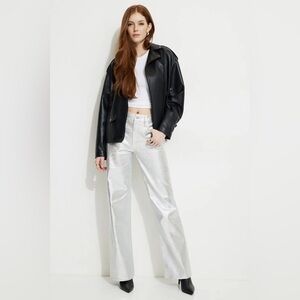 Dynamite high waisted HEIDI Jean in coated silver